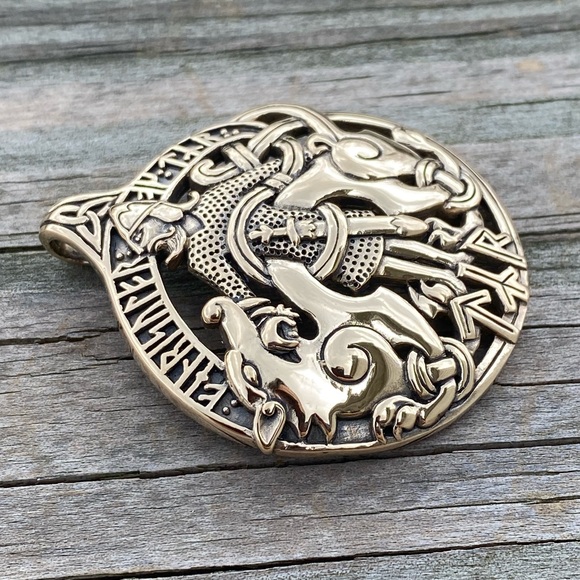 tyr_viking_norse_pagan_pendant  Large TYR Rune Warrior Pendant Bronze Viking Norse God Tir Dryad Design amulet